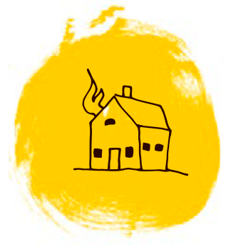 illustrasjon hus som brenner